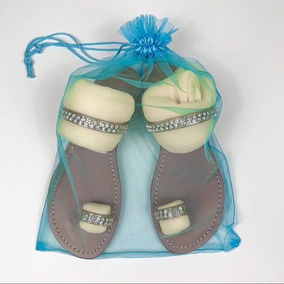 Trina Turk Oasis Diamond Slide Leather Sandal Gold Size 8 - Picture 5 of 7